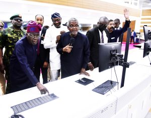 L-R; His Excellence President federal Republic of Nigeria; Bola Hamed Tinubu; Chairman First Bank, Femi Otedola; chairman BUA Group; Abdul Samadi Rabiu; Special Adviser to President Tinubu on Energy; Olu A. Verheijen; Executive Chairman of the Federal Inland Revenue Service (FIRS); Zaccheus Adedeji; President / CE, Dangote Industries Ltd, Aliko Dangote; During the President Tinubu Visit to Dangote Refinery and Petrochemicals Plant Lekki on Thursday 5th June 2025.