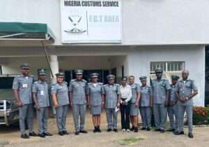 Officers at the hand over ceremony to Comptroller Victoria Chinwe Aliboh at the FCT  Customs Command 