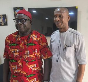 L-T; Chairman, Board of Trustees, Association of Registered Freight Forwarders of Nigeria (ARFFN), Barr. Metu Augustine Ejike, President, CONMMEP,  Udo Onyeka 