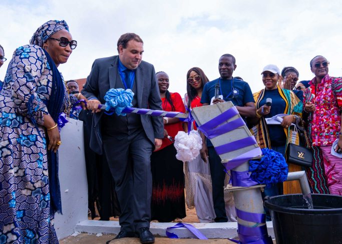 L-R: Chairperson, Friends of Regent Primary School (FORPS), Mrs. Salma Dahiru Muhammed and Headmaster, Regent Primary School, Maitama, Abuja, Mr. Shaun Stockden during the commissioning of two boreholes donated to Kogo II and Barangoni communities in Bwari Area Council of the Federal Capital Territory Abuja by the group on Friday, 4th July 2025.