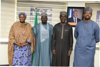L - R; Barrister Rimini Makama, Executive Commissioner Stakeholder Mgt, Nigerian Communications Commission, NCC; Engr. Abba Abubakar, Managing Director, Rural Electrification Agency, REA; Dr Aminu Maida, Executive Vice Chairman Nigerian Communications Commission, NCC; Engr. Abdullahi Umar, Executive Director Technical Services, REA, during the Inauguration of the NCC-REA Collaboration Committee recently (on the 27th June 2025), at the NCC Boardroom, Abuja.