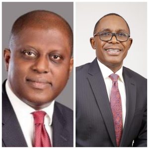 L-R: CBN Governor, Olayemi Cardoso and Managing Director of the NDIC Thompson O. Sunday.