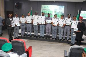Nigeria Customs Service officers at the launch of its strategic reputation management campaign in Zone ‘A’, Apapa, Lagos