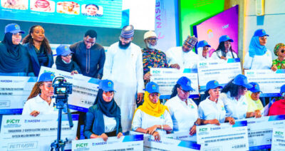 From back row: Postmaster-General and CEO, Nigerian Postal Service (NIPOST), Engr. (Ms) Tola Odeyemi (2nd left); Special Assistant on ICT to the President, Fawaz Amodu (3rd left); EVC/CEO of NASENI, Mr. Khalil Suleiman Halilu (4th left); Representative of the Senate President and Chairman, Senate Committee on NASENI, Senator Ezenwa Francis Onyewuchi (centre); Chairman of PICTT, Dr. Mohammed Dahiru (4th from right) ; and Executive Director, Business Devt, Nigerian Export-Import Bank, Hon. Stella Okotete (right) with the awardees of the Developing Engineering Leaders Through Her (DELT-Her 2.0) initiative at the award ceremony held at NASENI headquarters on Thursday, November 6, 2025