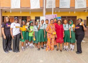 Distribution of female hygiene essentials to female students of Kuramo and Victoria Island Junior and Senior Secondary Schools, Lagos. 