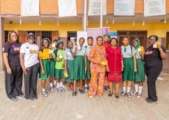 Distribution of female hygiene essentials to female students of Kuramo and Victoria Island Junior and Senior Secondary Schools, Lagos. 