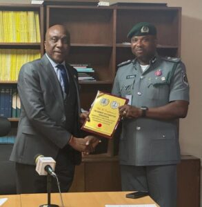 Acting Customs Area Controller (CAC) of the Kirikiri Lighter Terminal (KLT) Command, Deputy Comptroller BL Adigun, on a strategic courtesy visits to the Lagos Office of the Independent Corrupt Practices and Other Related Offences Commission (ICPC) 