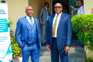 Executive Director, Finance and Administration, Nigerian Maritime Administration and Safety Agency, NIMASA, Chudi Offodile (right) Deputy Reside nt Anti-Corruption Commissioner for Lagos State, Independent Corrupt Practices and Other Related Offences Commission (ICPC), Alexander Chukwurah during the Peer Review Conference hosted by the NIMASA’s Anti-Corruption and Transparency Unit (ACTU) in Lagos.