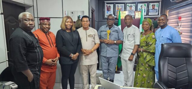 .The President Comrade Udo Onyeka and some CONMMEP members during a recent courtesy visit to MMA Customs command