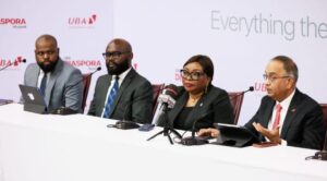 L-R: Head, Strategy, Research & Investor Relations, Africa Prudential, Joshua Omewah; Group Head, Sales, Retention and Growth, AVON, Ajibola Bakare; Managing Director, UBA Pension, Blessing Ogwu and Head, Diaspora Banking, Anant Rao, during UBA’s Panel session, themed: ’Beyond Banking: Powering the Diaspora Lifestyle,’ held at UBA House Marina, in Lagos on Thursday