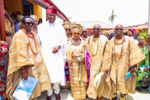 L-R: Shola Cardoso, the CBN Governor Yemi Cardoso, Wife of NIMASA DG, Eng. Mrs Folake Mobereola, the Director general Nigerian Maritime Administration and safety Agency; Dr Dayo Mobereola, Mr Olley Oladipo during the funeral service of late Chief Mrs. Florence Mutola Oladipo held at St. Mary’s Anglican Church Agbala Maria, Surulere, Ondo, Ondo State over the weekend.