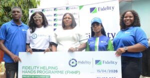 L-R: Deputy President, Valorem Inductees Class, Fidelity Bank Plc, Olamide Wilson; Team Lead, Corporate Social Responsibility (CSR), Fidelity Bank Plc, Victoria Abuka; Director, JKS Special Needs Academy, Abuja, Nifemi Ajileye; Team Lead, Human Resources Business Partner, Abuja and North, Fidelity Bank Plc, Aishatu Sambo; and President, Valorem Inductees Class, Fidelity Bank Plc, Ekeh Adaora; at the Fidelity Helping Hands Programme (FHHP) CSR Outreach in Abuja recently.