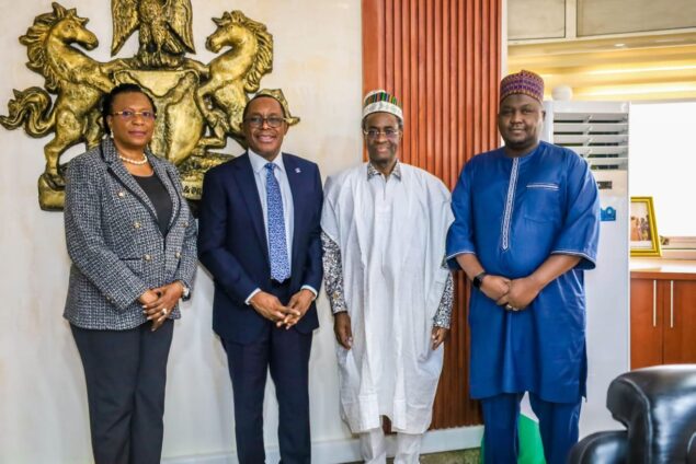 L – R: Executive Director, Corporate Services, Nigeria Deposit Insurance Corporation (NDIC) Emily Osuji; Managing Director/Chief Executive, Thompson Oludare Sunday; Director-General, Budget Office of the Federation (BOF), Tanimu Yakubu; and NDIC’s Executive Director, Operations, Kabir S. Katata during a courtesy visit by the NDIC’s Executive Management Team to the DG, BOF in Abuja