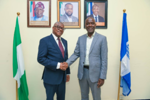 Philemon Zoo Zame, Director General, Telecommunications Regulatory Board (ART), Republic of Cameroon, and Aminu Maida, Executive Vice Chairman/CEO, Nigerian Communications Commission (NCC), during a benchmarking exercise at the NCC Head Office in Abuja on May 6, 2026