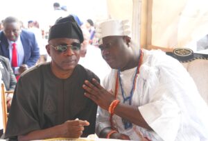 L-R: CG of Customs, Bashir Adewale Adeniyi with the Ooni of Ife, Oba Adeyeye Ogunwusi II,