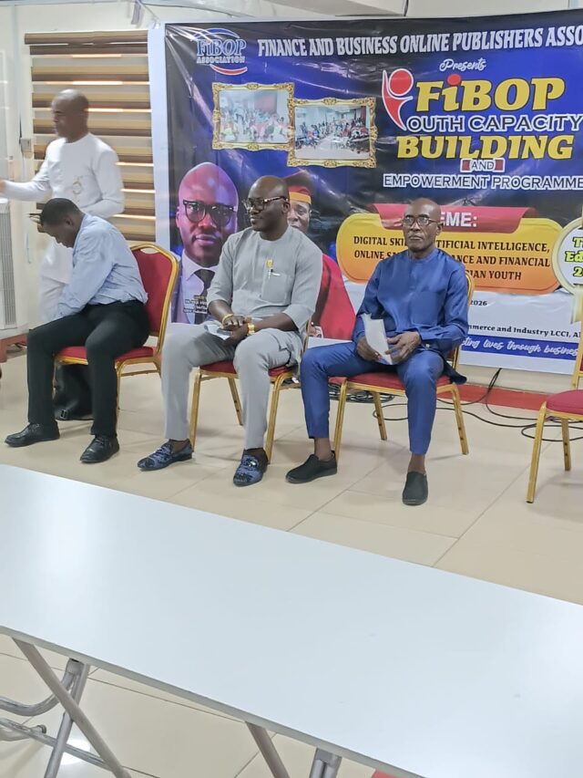 R-L: President, Finance and Business Online Publishers Association (FiBOP), Mr. Charles Onwuatogwu, Chief Executive Officer, ADRAC Professional Services, Consulting, . Dr. Deji Awobotu FCA, mni and Head of Computer Science Department, Inspire Polytechnic, ICT Expert, Ai, Network Administrator, Ubi Okoli, Okoi