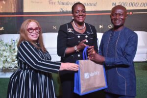 L-R: Divisional Head, Small and Medium-scale Enterprises (SMEs), Fidelity Bank Plc, Mrs. Ugochi Osinigwe; Executive Director, South, Fidelity Bank Plc, Mrs. Pamela Shodipo; and Representative of the President of the Port Harcourt Chamber of Commerce, Industry, Mines and Agriculture (PHCCIMA) and Chairman of SMEs and Non-Governmental Organizations (NGOs) Trade Group, Mr. Jack Daboikiabo; at the Fidelity Bank SME Quarterly Business Forum held in Port Harcourt, recently