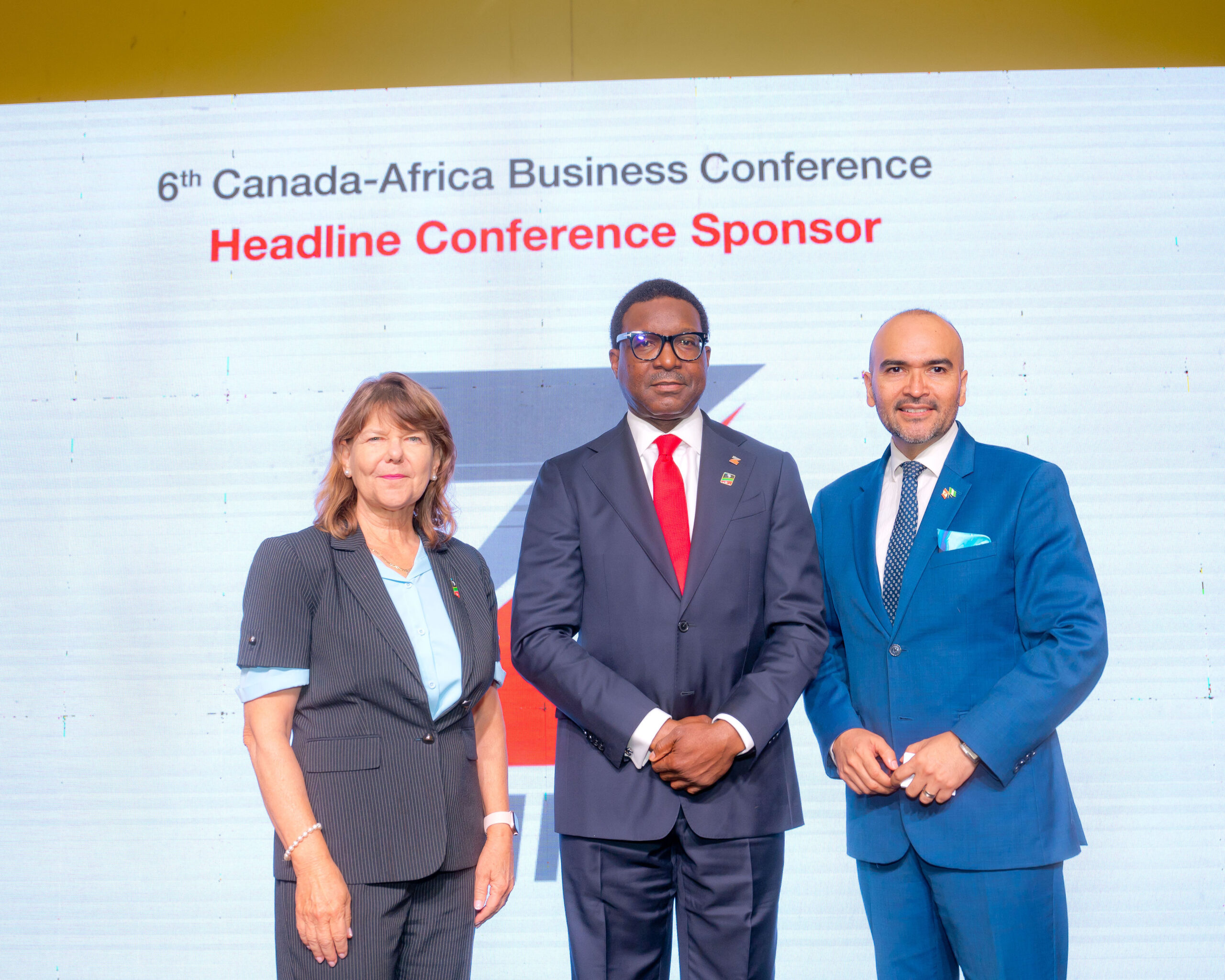 Option 2 (L-R) Chair of the Board, Canada-Africa Chamber of Business, Paula Caldwell St-Onge; Executive Director, Zenith Bank Plc, Mr. Akin Ogunranti; and The Deputy High Commissioner of Canada to Nigeria, Mr. Carlos Rojas-Arbulú; at the 6th Canada-Africa Business Conference held at the Grand Ball Room, Eko Hotel & Suites, VI, Lagos