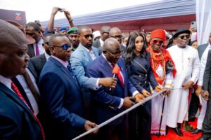 (L-R) DGM-Zonal Head, Delta 2 Zone, Zenith Bank Plc, Mr. Daniel Imani; Commissioner for Finance, Delta State, Hon Fidelis Tilije; The Executive Governor of Delta State, His Excellency Rt. Hon. Elder Sheriff Oborevwori; GMD/CEO of Zenith Bank Plc, Dame Dr. Adaora Umeoji OON; Prime Minister of Okpe Kingdom, Okakuro Mike Affe; Member, Delta State House of Assembly - Representing Okpe State Constituency, Hon James Augoye; at the Opening Ceremony of Zenith Bank Osubi Branch in Delta State on Wednesday, June 24, 2026.