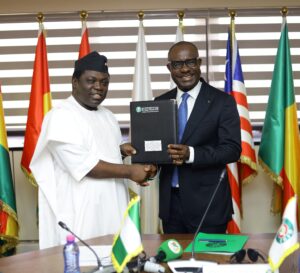 L-R: His Excellency Dr. Agbu Kefas, Executive Governor of Taraba State and Dr. George Agyekum Donkor, President and Chairman of the Board of Directors of EBID at the signing of three loan agreements totalling USD 268 million at EBID Headquarters on June 26,2026.