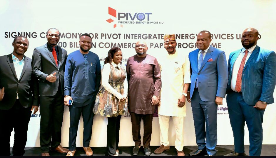 From left to right: Mr Uduka Umekwe (Partner, Theophilus Ogbummah & Co.), Mr. Gabriel Onojason (Partner, Alliance Law Firm), Mr. Damilare Ayodeji (Chief Technical Officer, Pivot Integrated Energy Services Limited), Mrs. Dolapo Akanbi-Alade (ACIA, M.CIod, Co-founder/Director, Pathway Advisors Limited), Mr. Babajide Babatope (CEO/Managing Director, Pivot Integrated Energy Services Limited), Mr. Adekunle Alade (MBA, FCA, M.CIoD, Founder/CEO, Pathway Advisors Limited), Mr. Samuel Okeke (Divisional Head, Fidelity Bank Plc), and Mr. Chidera Nwannunu (Globus Bank Limited)