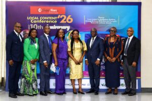 L-R: Managing Director/CEO, Guinea Insurance Plc, Mr. Ademola Abidogun; Deputy President, Nigerian Council of Registered Insurance Brokers (NCRIB), Mrs Olufunke Adenusi; Executive Director, Operations, Veritas Kapital Assurance Plc, Mr. Sunkanmi Adekeye; Managing Director, Deepshores Energy Limited, Mrs. Nneka Obi; Ngozi Onyeakusi, Publisher, SUPERNEWS; GeneralManager, Marketing, Universal Insurance Plc, Mr. Tunji Oyebajo; Group Managing Director/CEO, Royal Exchange Plc, Mrs. Idu Okeahialam; and Professor Olajide Fadun, Department of Insurance and Actuarial Science, University of Lagos at the 2026 SUPERNEWS Conference and 10th anniversary held in Oriental Hotel, Lekki Road, Lagos, on Tuesday, July 7, 2026.