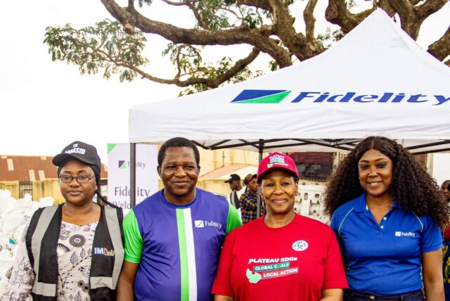 L-R: Hajiya Hauwa Abbas, CEO/Founder, ABBASID Charity Foundation; Mr. Shunom Leo, Branch Manager, Fidelity Bank Plc, University of Jos Branch; Mrs. Nanbam Danjuma-Lot, Project Coordinator of the Plateau State Sustainable Development Goals (SDGs); and Mrs. Victoria Abuka, Team Lead, Corporate Social Responsibility, Fidelity Bank Plc; at the Fidelity Food Bank Initiative outreach in Mangu Local Government Area, Plateau State, recently.