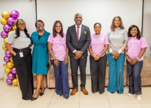 L-R; Cynthia Sanyaolu Head, Talent Management, Polaris Bank; Bukola Oluyadi, Group Head, Customer Experience & Value Management, Polaris Bank; Olanrewaju Oyekunle, Ag. Chief Talent & Culture Officer, Polaris Bank; Rasheed Bolarinwa, Head, Brand Management & Corporate Communications, Polaris Bank; Abimbola Ozomah, Executive Director, Corporate & Investment Banking, Polaris Bank; Njideka Nwabueze, Head, Retail Banking, Polaris bank & Olamide Adeyeye, Leaning & Development Officer, Polaris Bank at the “Bring Your Child to Work” event in Lagos recently