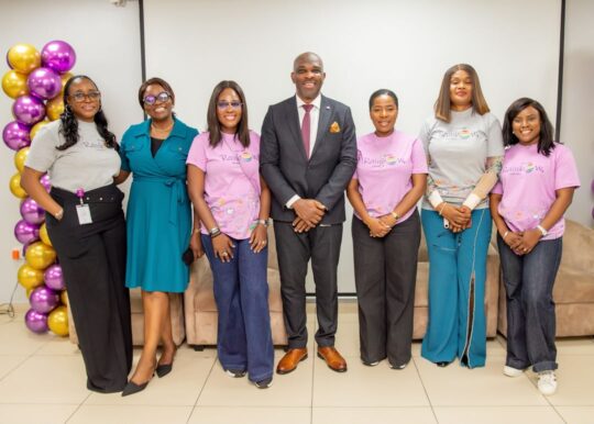 L-R; Cynthia Sanyaolu Head, Talent Management, Polaris Bank; Bukola Oluyadi, Group Head, Customer Experience & Value Management, Polaris Bank; Olanrewaju Oyekunle, Ag. Chief Talent & Culture Officer, Polaris Bank; Rasheed Bolarinwa, Head, Brand Management & Corporate Communications, Polaris Bank; Abimbola Ozomah, Executive Director, Corporate & Investment Banking, Polaris Bank; Njideka Nwabueze, Head, Retail Banking, Polaris bank & Olamide Adeyeye, Leaning & Development Officer, Polaris Bank at the “Bring Your Child to Work” event in Lagos recently
