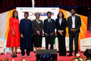Director, Reforms Coordination and Blue Economy, Nigerian Maritime Administration and Safety Agency, NIMASA, and Representative of DG NIMASA, Mrs. Nneka Obianyor (3rd from left) and some participants in a photograph at the 10th Taiwo Afolabi Annual Maritime (TAAM) Lecture at the University of Lagos.